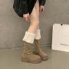 Fashion Winter Keep Warm Women Furry Knee High Boots Keep Fashion Slip On Short Plush Long Booties Shoes Zapatos Mujer