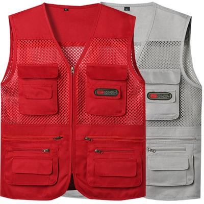 Summer Lightweight Mesh Sleeveless Multi-Pocket Cotton Vest for Travel, Mountaineering, Photography, and Fishing