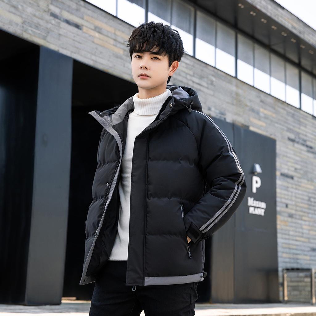 Padded clothes men's winter new padded jacket two bars short bread clothes windproof, waterproof and warm thickened hooded padded clothes