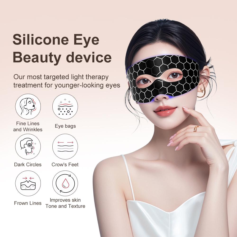 Trådlös Rött Ljus Silikon Ögonmask 7 Färger LED Foton Flexibel Ögonmask Lindrar Ögontrötthet Anti-rynkor Mörka Cirklar