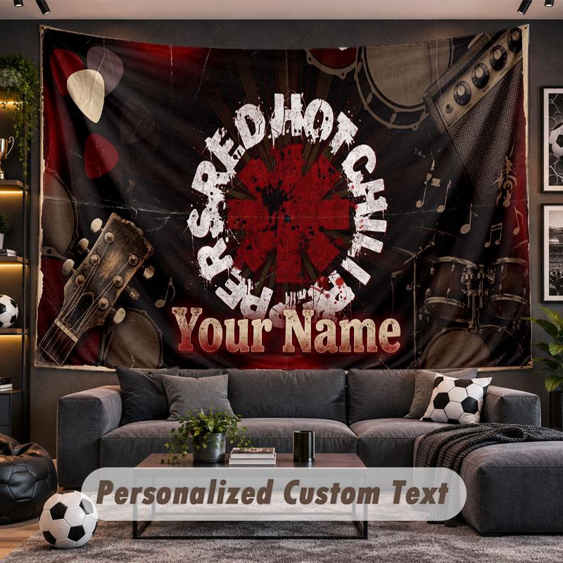 Wall Hanging Tapestry Custom NameRed Hot Chili Peppers Pattern Personalized Printed Fabric Wall Decor