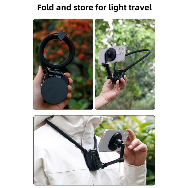Neck Mount Holder Magnetic Quick Snap Camera Harness for 360 Action Camera Handsfree Action Recording, 360 Degree View