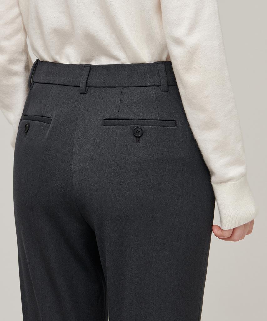 MUSINSA STANDARD WOMAN Women'S Heavyweight Fleece-Lined Slim Straight Hidden Elastic Waist Slacks [Gray]