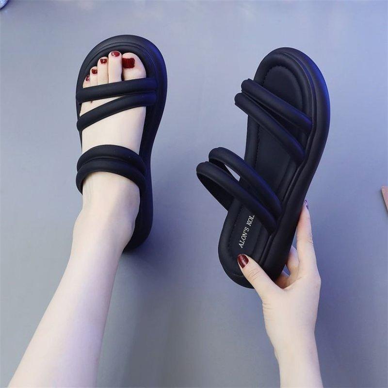 Cool Slippers for Women To Wear In Summer, New Thick-soled Beach Sandals, Fashionable Women's High-end Sense of Pregnant Women, One-word Drag