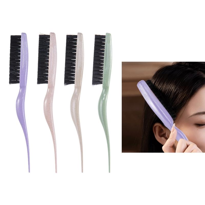 Nylon Bristles Teasing Hair Brush Slick Back Hair Brush with Rattail Pick Teasing Hairbrush for Sectioning and Parting