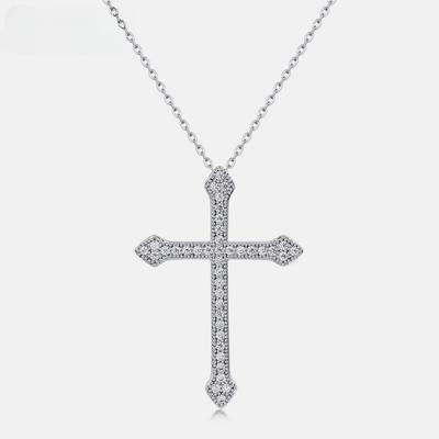 D Color Fashion Moissanite Cross Pendant Necklace For Women Girl 925 Sterling Silver Chain Necklace Punk Hip Hop Religious Jewelry