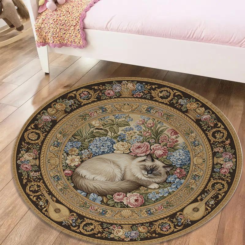 

Cat Gorgeous Round Area Rug,Carpet Rug for Living Room Bedroom Sofa Playroom Decor,Non-slip Floor Mat68 80cmx80cm