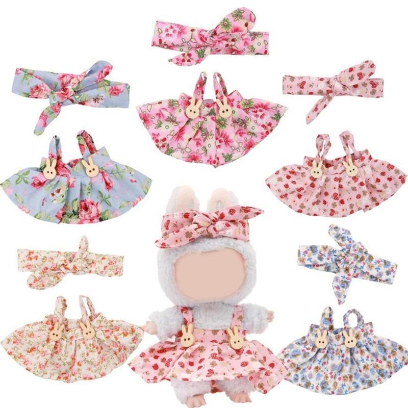 Fashionable Doll Clothes for 17cm Figure Dolls with Bowknot Hairband and Skirt Suitable for Adult Kids Doll Display