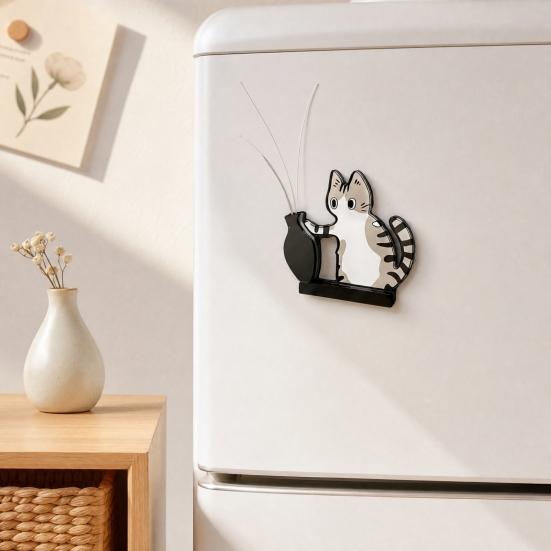 Cat Whiskers Holder Refrigerator Magnet, Cat Furs Keepsake Vase Fridge Magnet, Pet Memorial Decoration for Home, Kitchen