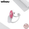WOSTU 1 Piece 925 Sterling Silver Rose Red Heart Ear Cuff Earrings For Women Fashion Party Jewelry Gift
