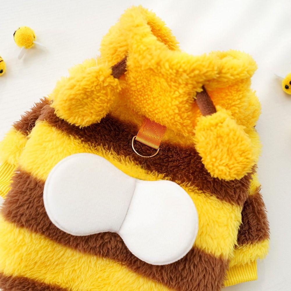 Warm Pet Halloween Bee Hoodies Soft Winter Dogs Jumpsuits  Cosplay Party