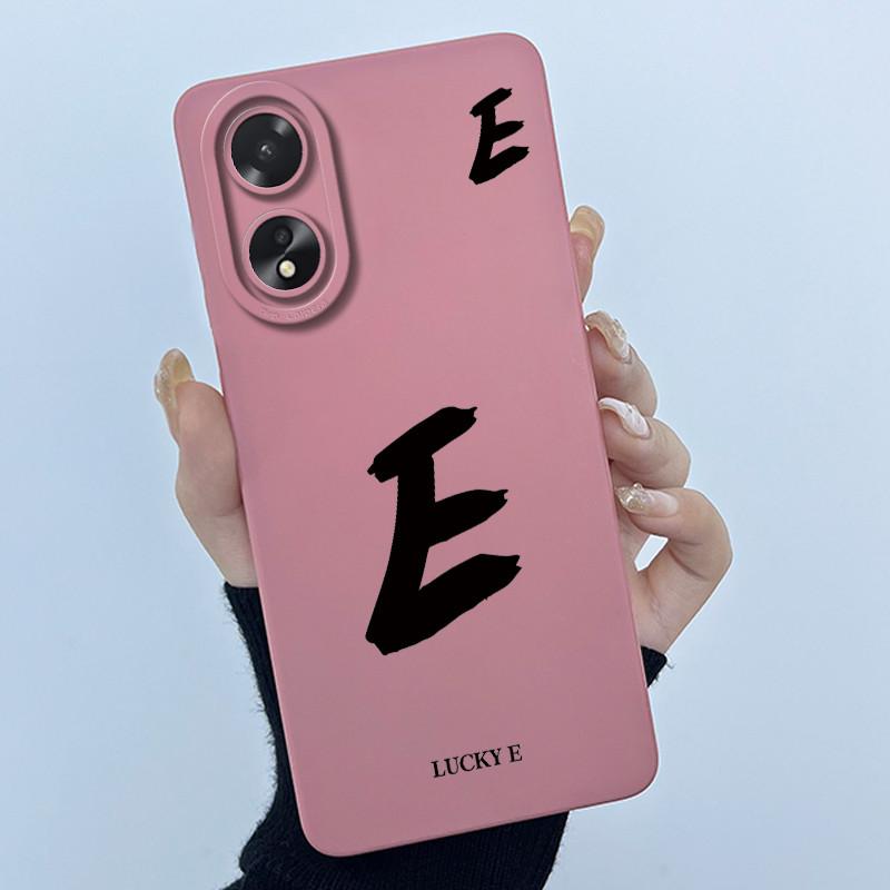 Case For Oppo A18 A38 A58 A78 4G Cover Camera Protection Cute Letter Liquid Silicone Soft Back Covers For Oppo A 38 A 18 Housing