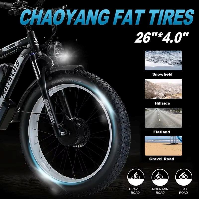 KETELES K800 E-Bike 2000W 48V23AH Battery Hydraulic Braking Electric Bicycle 21-Speed 26-Inch Fat Tire All Terrain Electric Bike