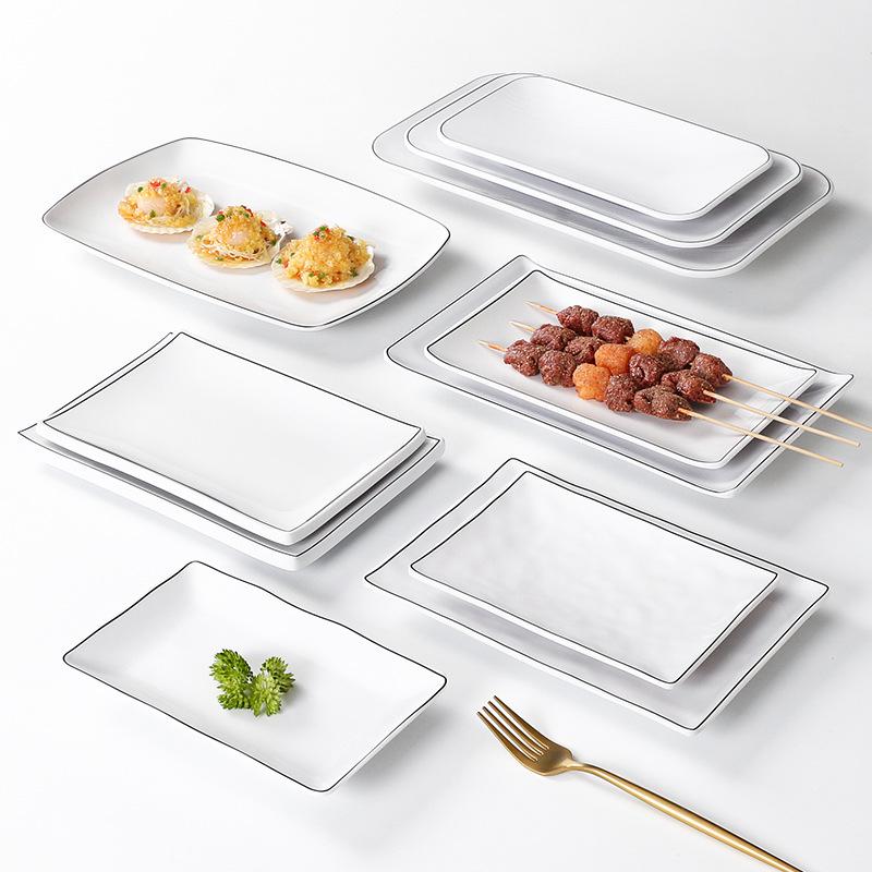 

A5 Melamine Imitation Porcelain Rectangular Plate for Hot Pot, Dinner, and Barbecue