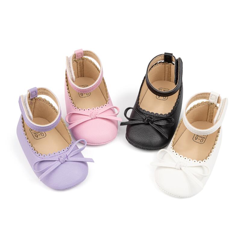 Children Clothing Yulin-001 Girls Light New Baby Shoes ' Soft-Soled Leather Bowknot Party Princess Shoes Flat First Walkers Breathable And Anti-Slip Cm