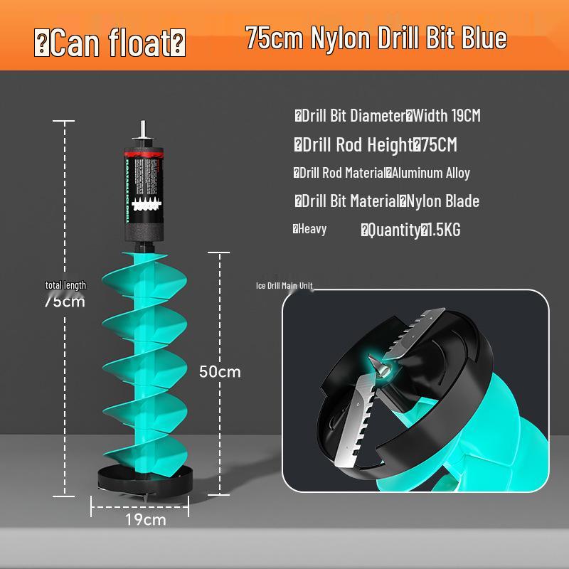 Electric Floating Nylon Ice Drill for Winter Fishing with Positioning Feature