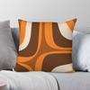 Retro Groove Bruin Oranje Vierkante Kussensloop Polyester Linnen Fluweel Patroon Rits Decoratie Sierkussenhoes Bank Stoelhoes 45x45