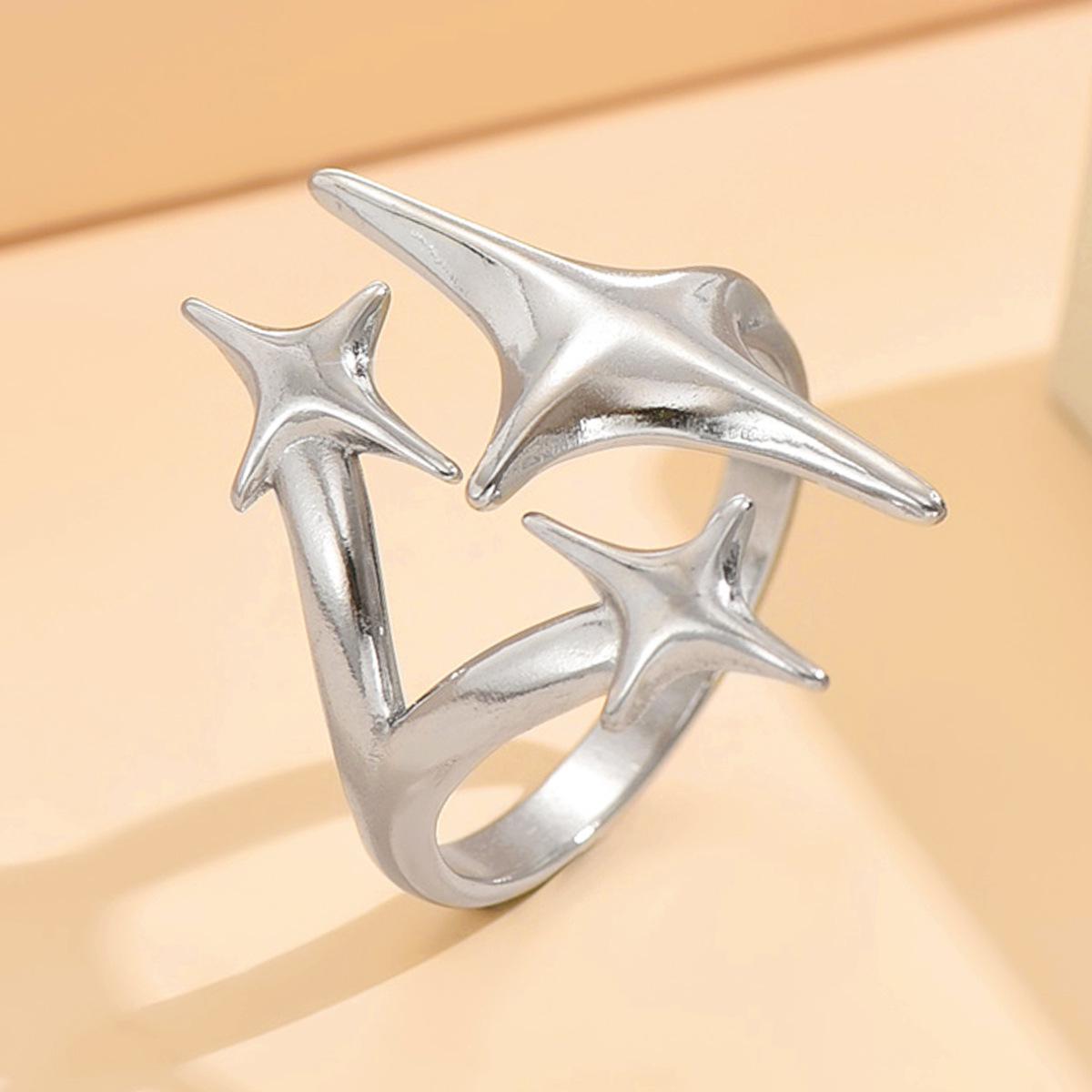 18K Gold Irregular Star Stainless Steel Ring for Women