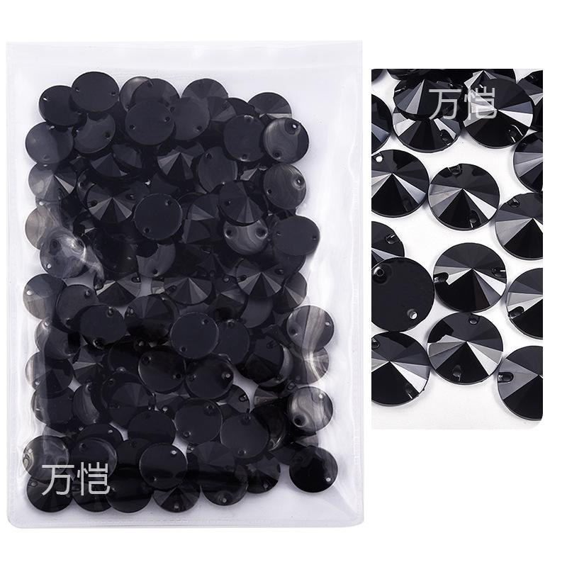 Resin Double Hole Flat Bottom Satellite Hand Seam Drill, Plated Bottom Tip Flat Buckle Diy Clothing Accessories Round Hand Seam Stone