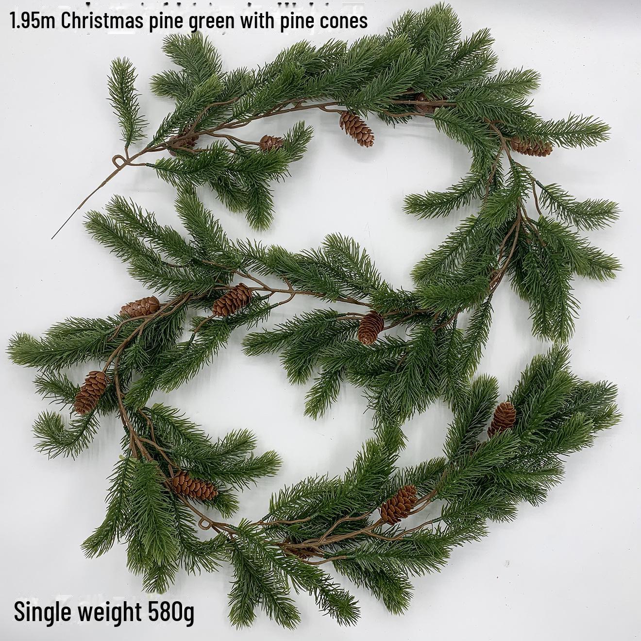 

1,95 м рождественская гирлянда из сосновых иголок - мягкая, для украшения дома и улицы