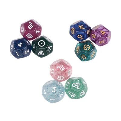 ABUO-9Pcs Pearl 12-Sided Astrology Zodiac Signs Dice For Constellation Divination Creative Multi Sided Dice Type A