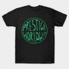 Men Black Print T-shirt Prestige Worldwide Logo – Funny Step Brothers Design For Will Ferrell Comedy Fans No-Cut Transfer Paper Print Cotton Tshirt