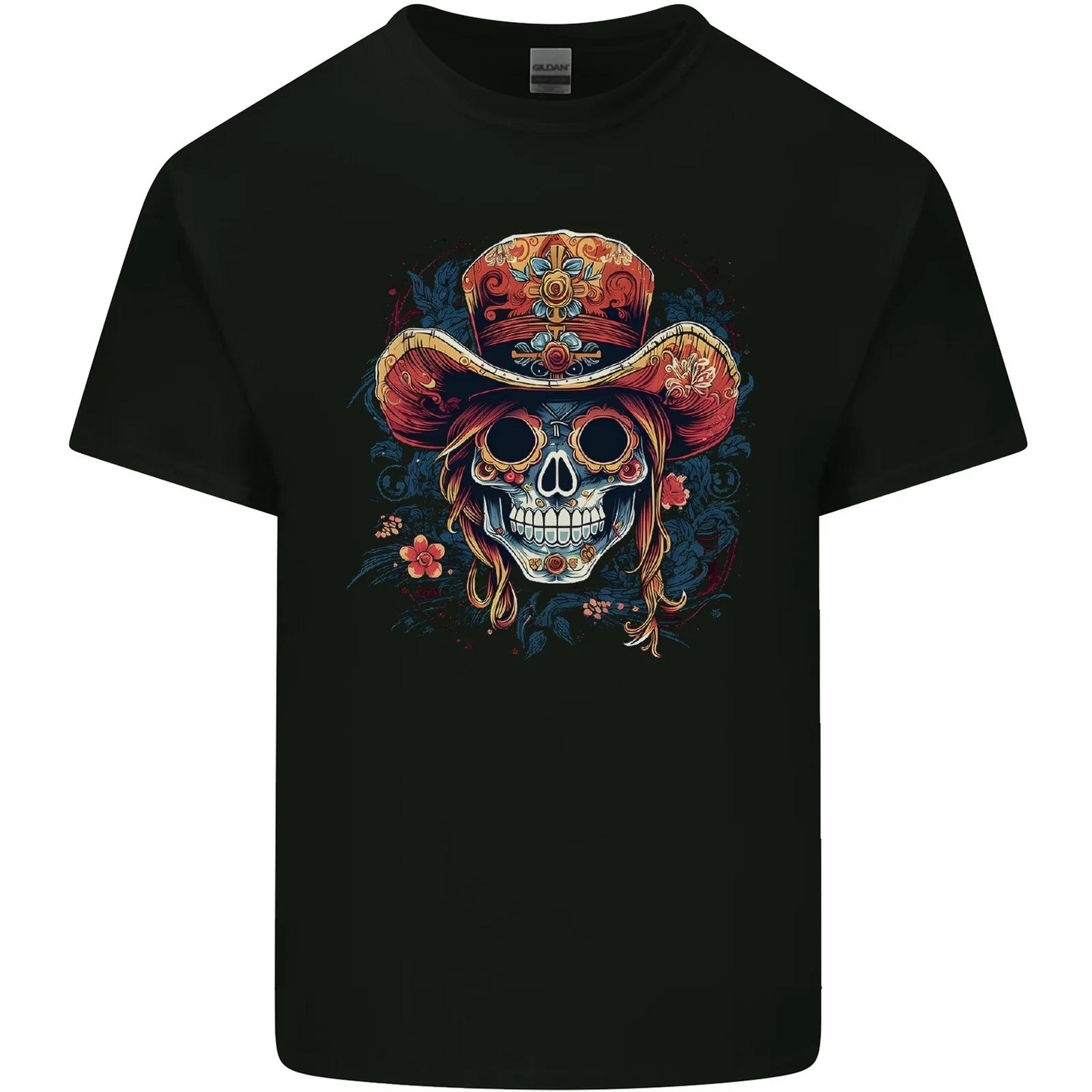 Pirate Sugar Skull Day of the Dead DOTD Kids T-Shirt Childrens S
