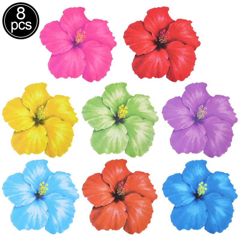 

8 шт. Гавайские бумажные подставки в форме цветка гибискуса, летние принадлежности для украшения обеденного стола на детской вечеринке по случаю дня рождения, свадебный коврик для стола