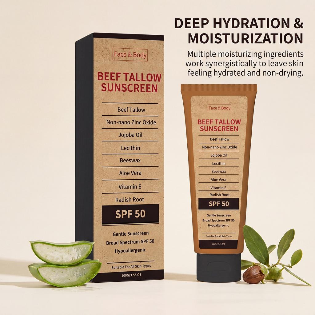 Tallow Moisturizing Protective Cream Summer Daily Commuting Outdoor Skin Protection Moisturizing Refreshing Body Facial Skin Care less