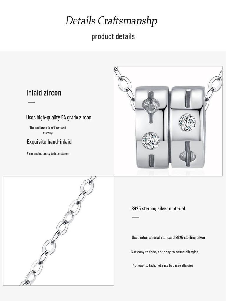 S925 Sterling Silver Women's Lucky Bead Clavicle Necklace