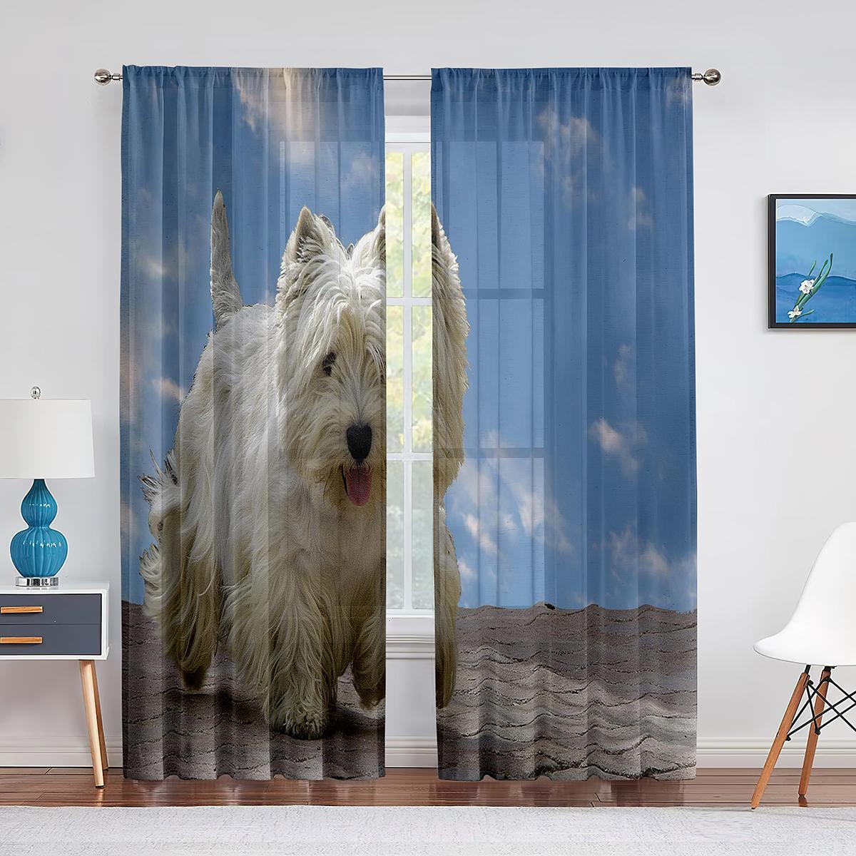 Вест-хайленд-уайт-терьер милый Вести-дог прозрачные шторы для гостиной спальни украшения — фото 10