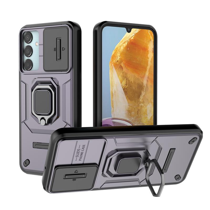 For Samsung Galaxy M15 5G Case Ring Holder Armor Shockproof Coque For Samsung M15 M 15 5G Slide Lens Protect Back Cover