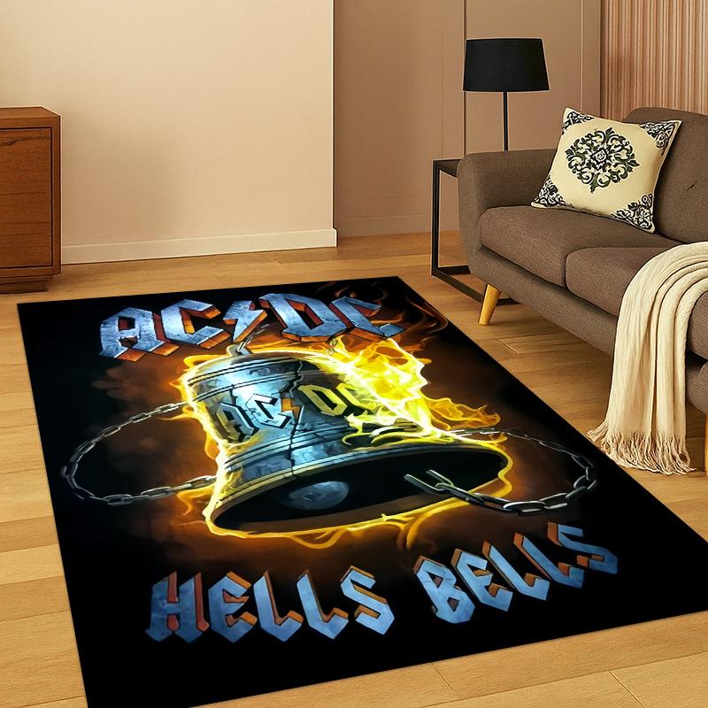 3D ACDC Rock Band Catoon Carpet Rug for Bedroom Living Room Sofa Playroom Doormat Home Decor,Kid Game Area Rug Non-slip Gift
