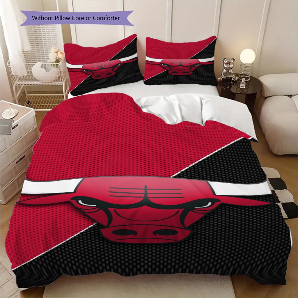Set da tre pezzi Logo Chicago Bulls(1 * copripiumino + 2 * federa, senza nucleo) Copripiumino e federa regalo di Natale compleanno
