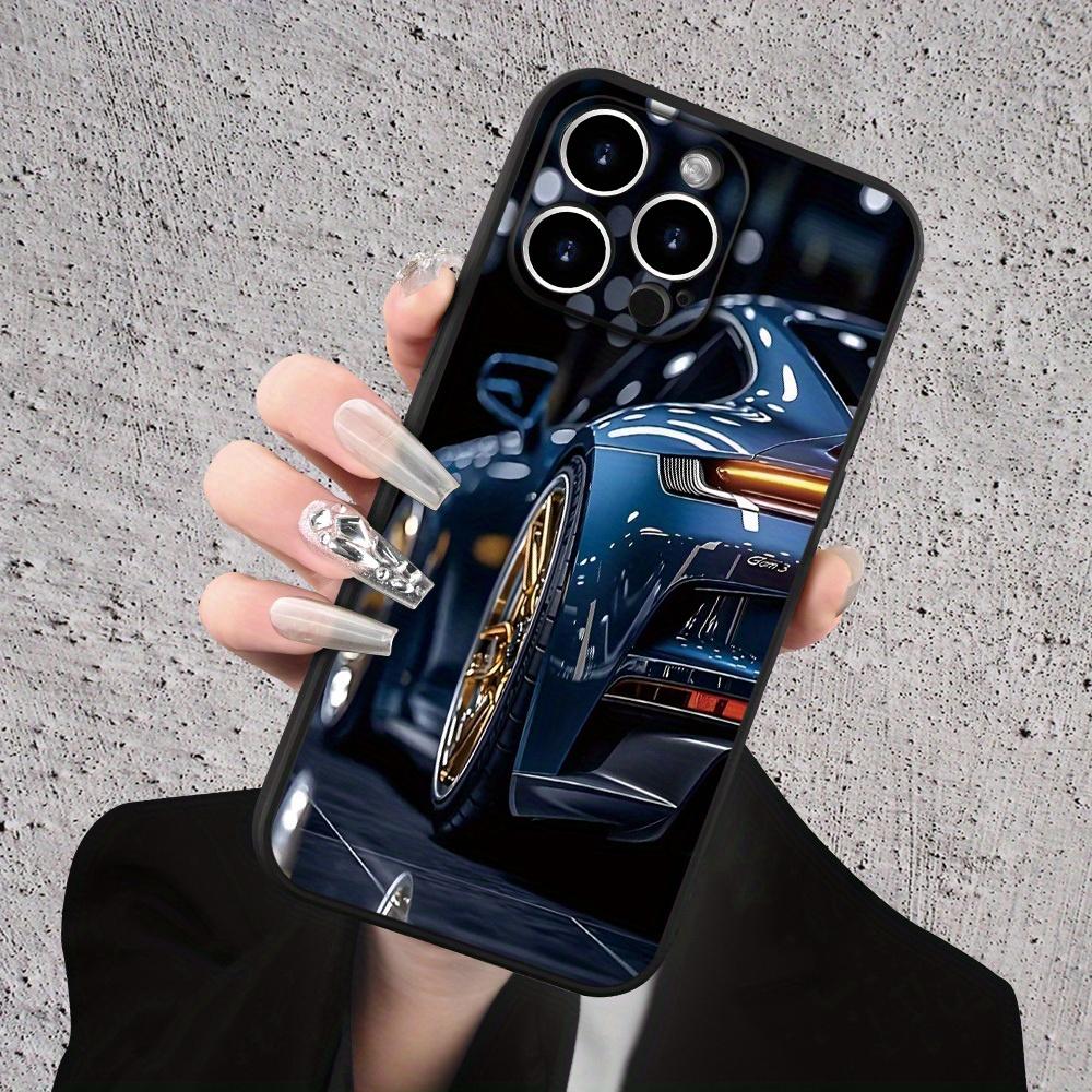 Cool Blue Sports Car Pattern Phone Case Suitable for iPhone 17 16 15 14 13 12 11Pro/Max/Plus Anti Drop and Shockproof Back Cover
