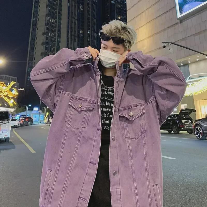 

High-End Unisex Purple Retro Denim Jacket - Autumn Trend 2XL