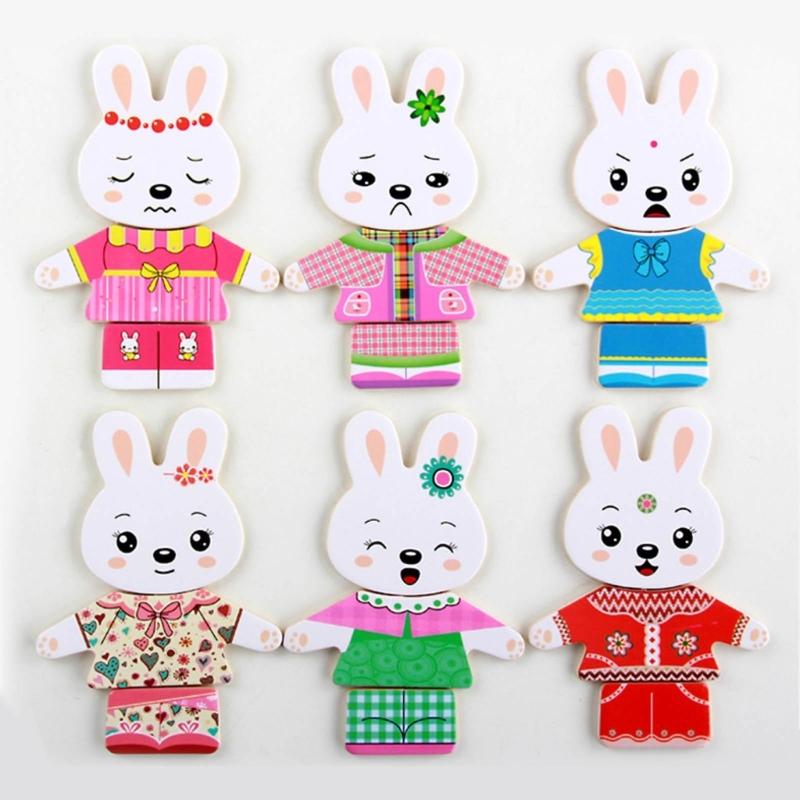3-D Puzzle Box Shape Matching Board Toy Bear/Rabbit Dress Changing Busy Board Toy for Toddler Learning Educational Gift