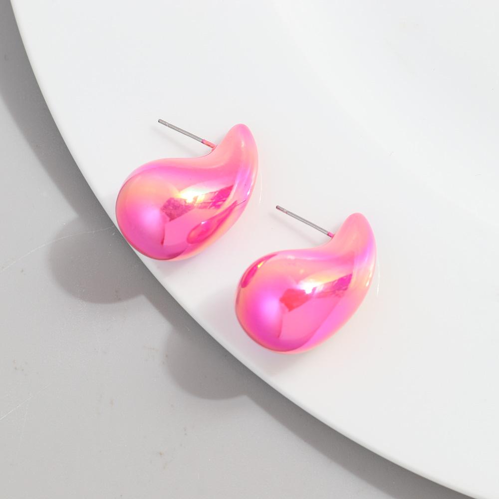 New AB Colorful Chunky Teardrop Earrings Dupes for Women Smooth Hollow Thick Water Drop Earring Hoops Trendy Jewelry Lightweight