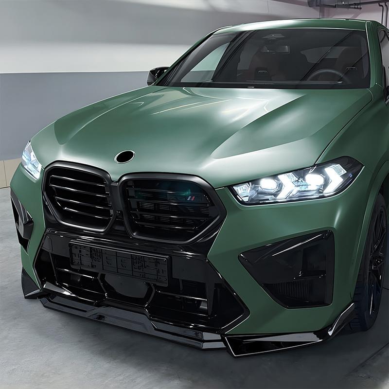 High Quality ABS For BMW X5M F95 X6M F96 LCI 2026+ Car Front Bumper Lip Spoiler Body Kit Glossy Black Carbon Fiber Look