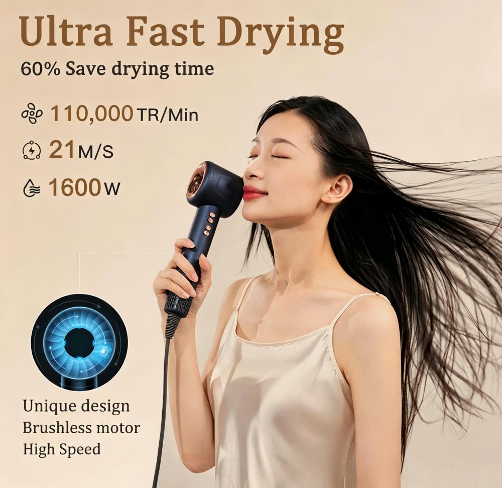 220V Super Hair Dryer Leafless Hair Dryer Personal Hair Care Styling Negative Ion Tool Constant Anion Electric Hair Dryers