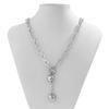 KunJoe Vintage Metal Heart Pendant Necklace for Women Punk Silver Color OT Buckle Long Cross Chain Choker Necklace