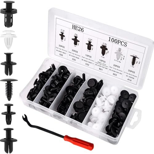 

Заклепки Push Rivets, Пластиковые автомобильные зажимы Push-in Type, Бампер [Набор из 100 шт., 6 типов] / Универсальные внутренние крепления, совместимые с Toyota, Honda, Nissan,