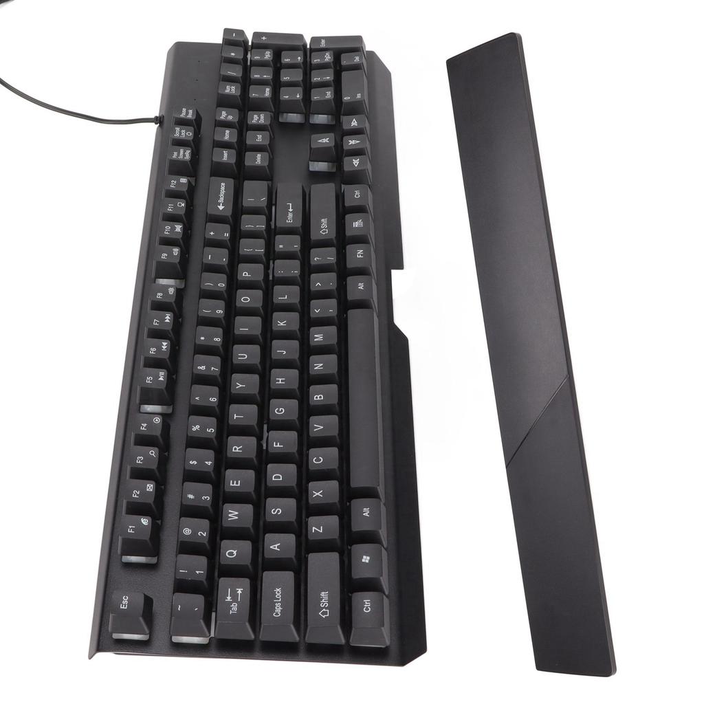 RGB Wired Keyboard with Wrist Rest 104 Keys Clr Characters Good Resilience Mechanical Feel Keyboard for   Gaming
