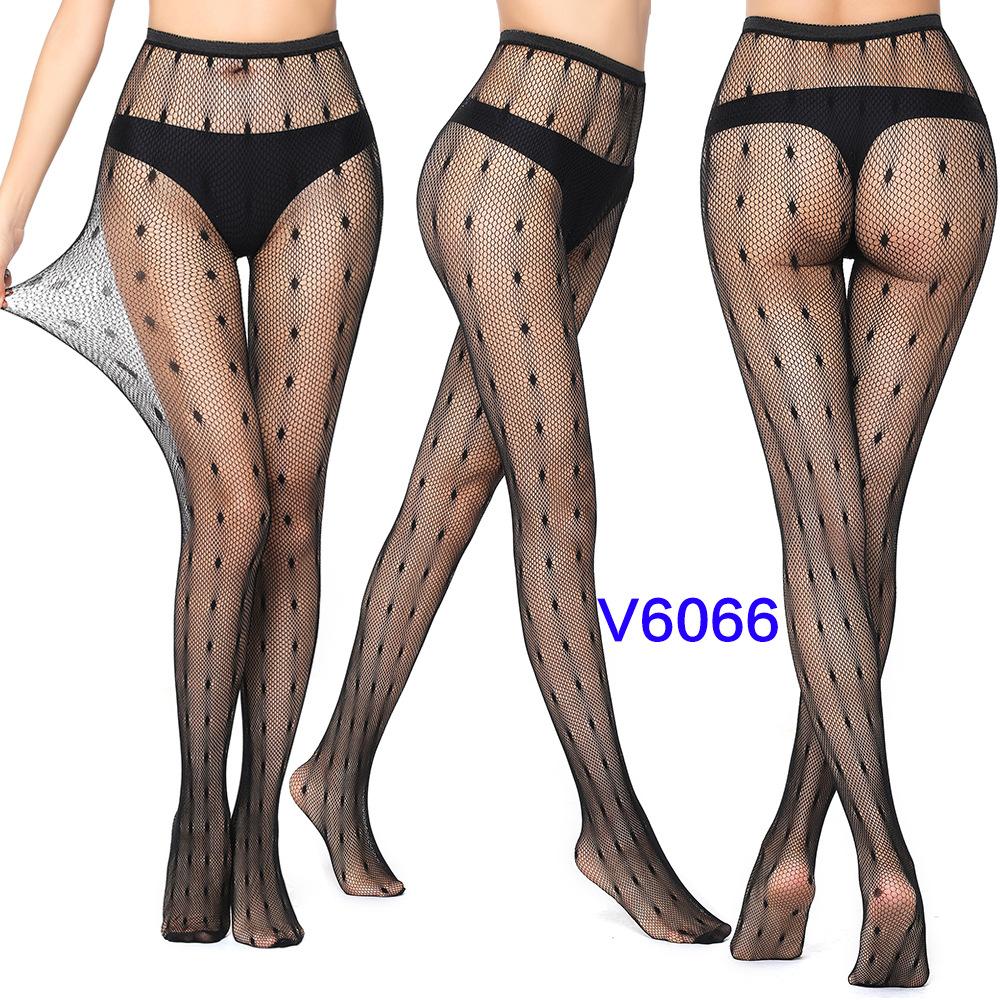 Warp Knitted Seamless Trend Jacquard Fishing Net Socks, Little Love Tiger Pattern Grid Black Stockings