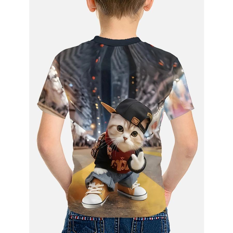 Intressant djur 3D-utskrift Pojkar Kreativ T-shirt Fritidskläder Kortärmade toppar för barn T-shirt Pojkar Flickor Kläder Sommarkläder