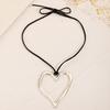 Överdrivet Stort Ihåligt Kärlekshjärta Hänge Choker Halsband för Kvinnor Goth Rosett Justerbar Kedja Y2K Smycken Bröllopstillbehör