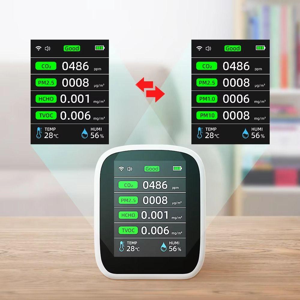 with NDIR Technology 8-in-1 Indoor Air Quality Monitor Humidity Detector Alarm Clock CO 2 Detector LCD Display