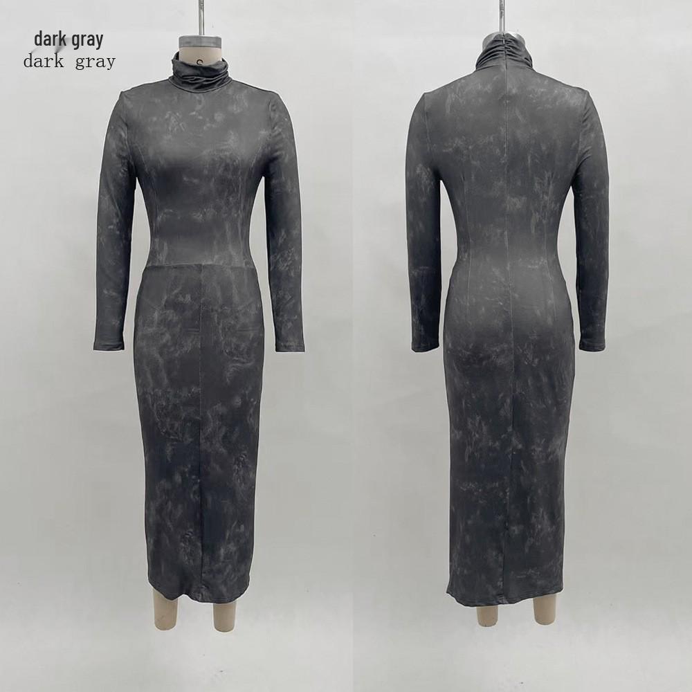 2025 Cross-border Autumn/Winter Slim-Fit Long-Sleeve Dress with Coat and Hip Wrap Skirt XXL