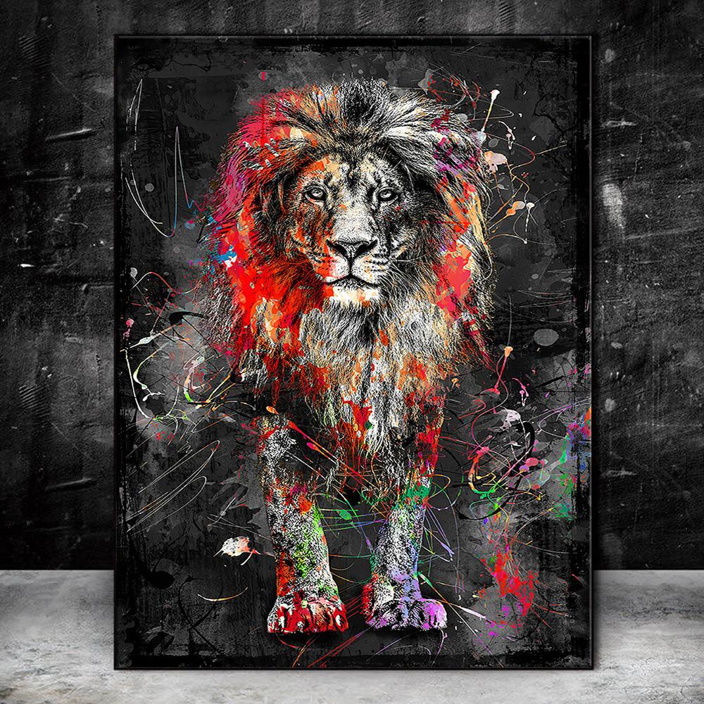 Abstract Lion Canvas Art Plagáty a grafiky Graffiti Umelecké Zvieratá Maľby na stene Art Decor Obrazy do obývačky Cuadro