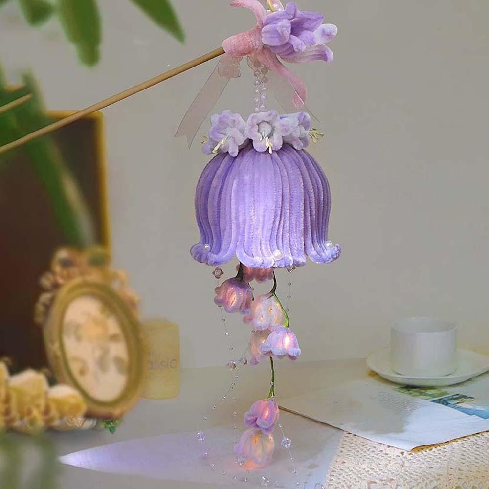 Handmade Bellflower Lantern Luminous Handheld Light Muguet Flower Lamp  School Art Class фиолетовый
